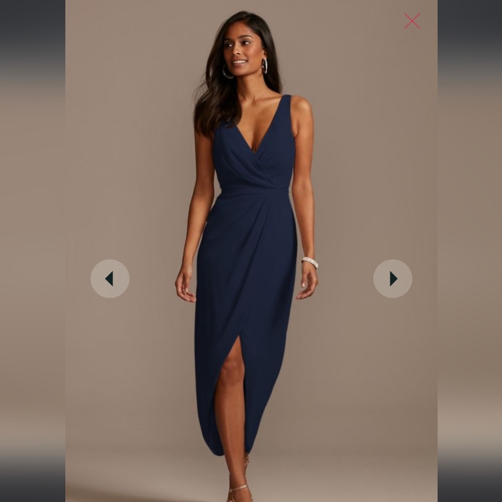 - David's Bridal size 4 tulip hem bridesmaid dress: marine